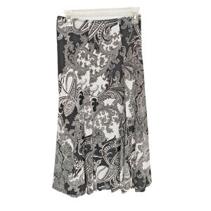 Perceptions Woman's Black White Geometric Fit &Flare Skirt Size 18 Elastic Waist